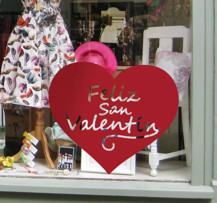 Vinilo decorativo corazón Feliz San Valentín - TenVinilo