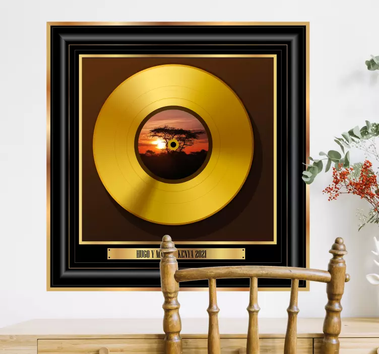 Vinilo pared de disco de oro con foto - TenVinilo