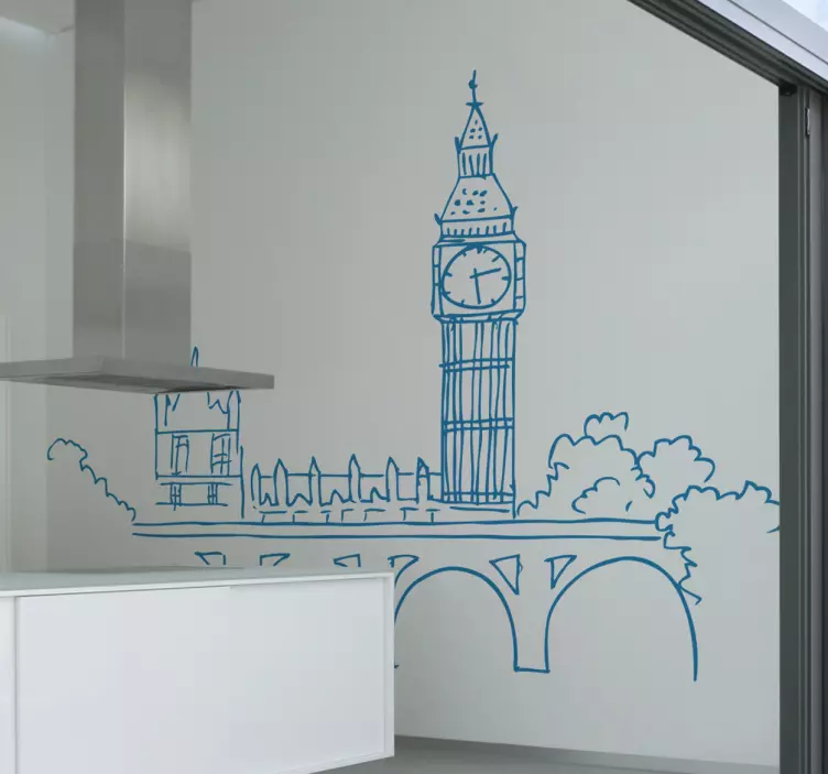 Vinilo decorativo dibujo del Big Ben - TenVinilo