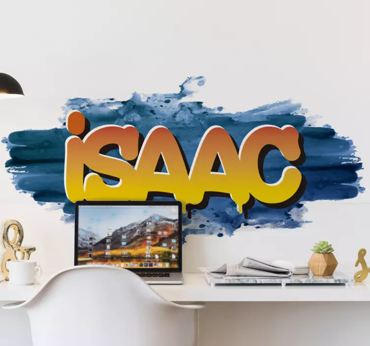 Vinilo habitación juvenil graffiti acuarela con nombre - TenVinilo