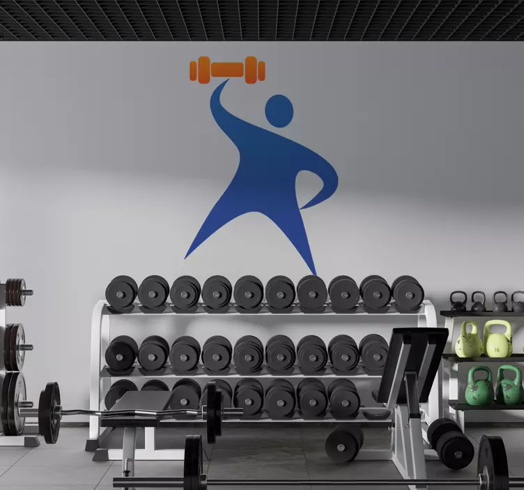 Vinilo decorativo icono levantar pesas - TenVinilo