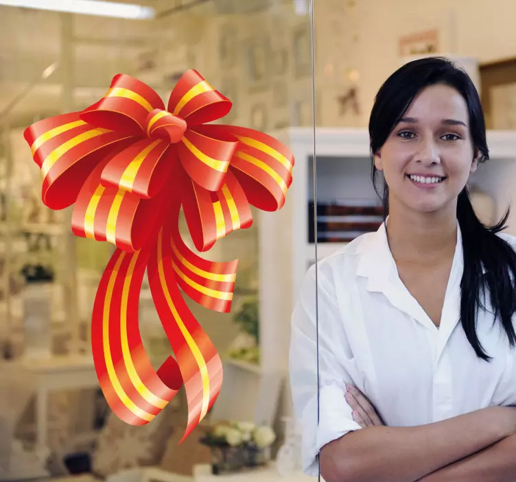 Vinilo navidad escaparate lazo ornamental - TenVinilo