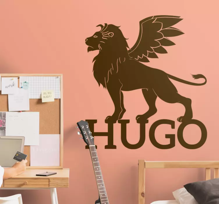 Vinilo decorativo león alado personalizable - TenVinilo