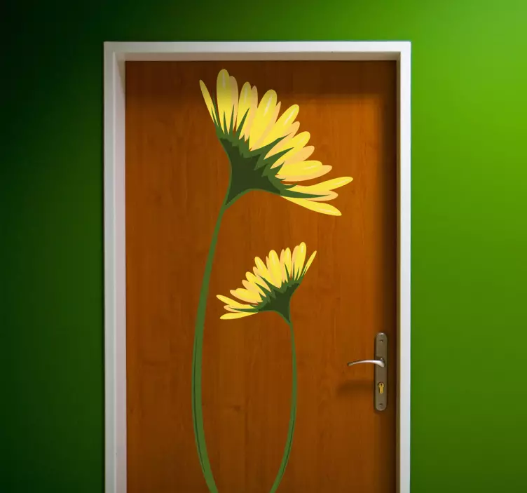 Vinilo para puerta margaritas amarillas - TenVinilo