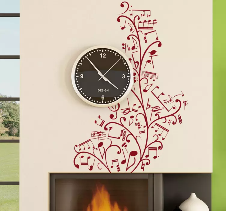 Vinilo decorativo notas musicales floral - TenVinilo