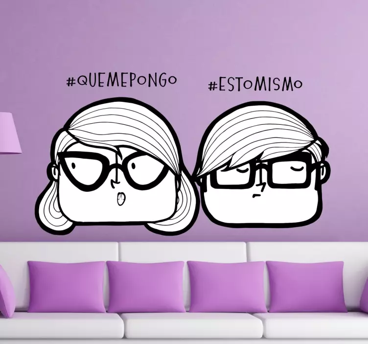 Vinilo decorativo pareja hashtags - TenVinilo