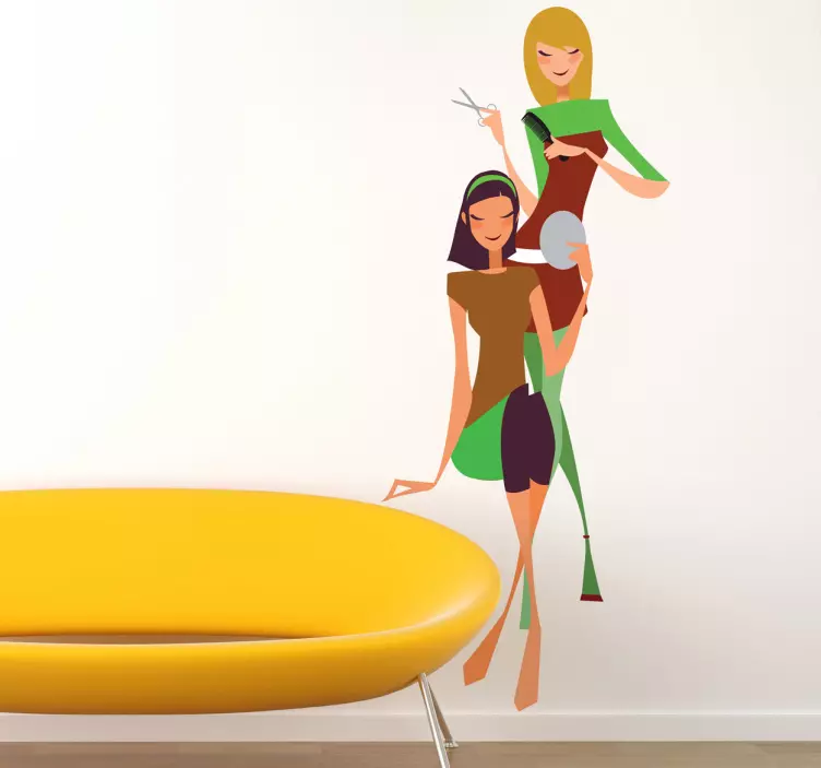 Vinilo decorativo personajes peluquería - TenVinilo