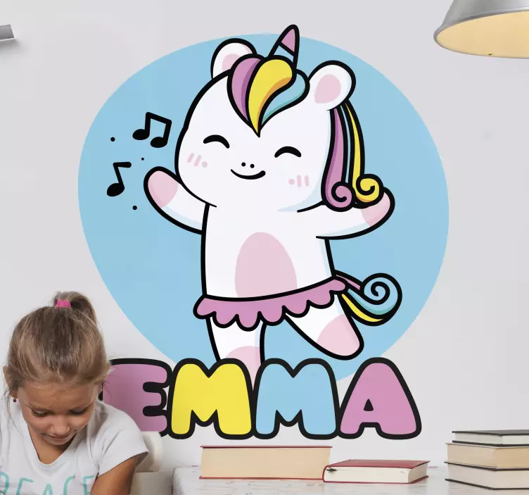 Vinilo personalizable Bailarina unicornio - TenVinilo
