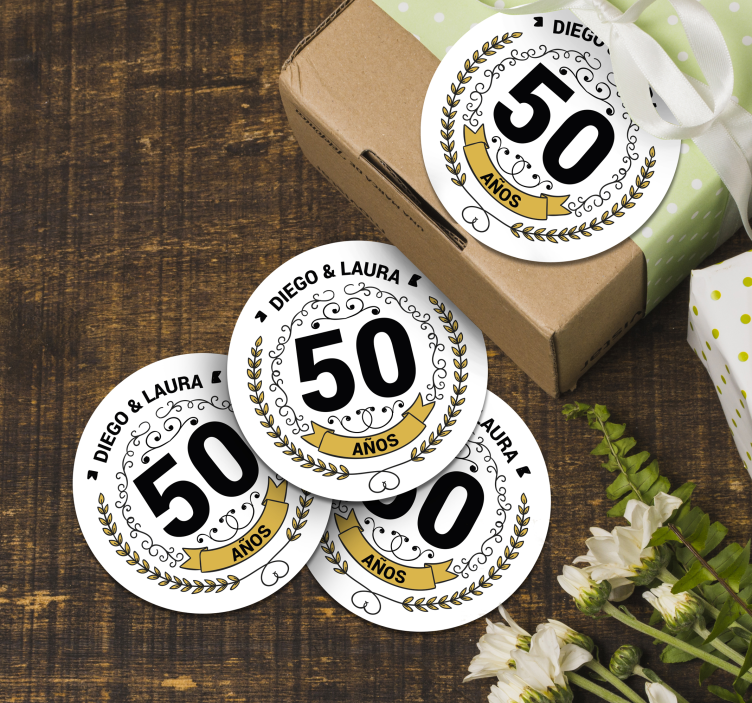 Pegatinas bodas de oro personalizables - TenVinilo