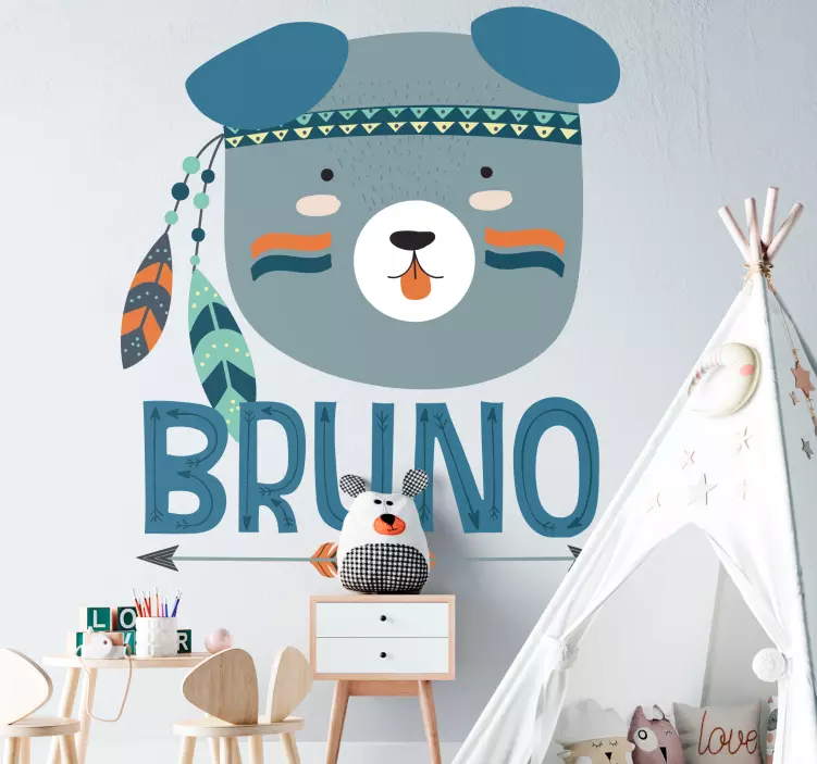 Vinilo personalizable Perro nórdico azul - TenVinilo