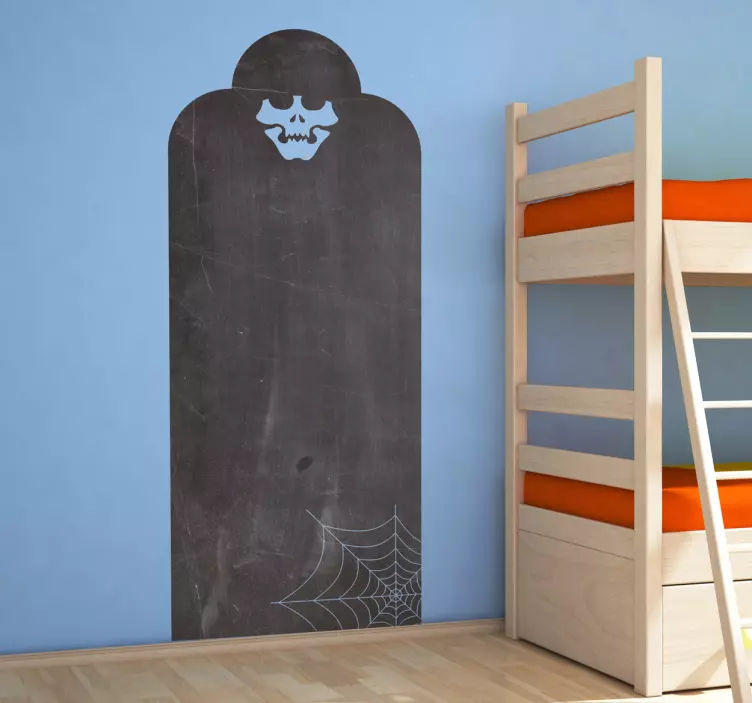 Vinilo decorativo pizarra tumba esqueleto - TenVinilo