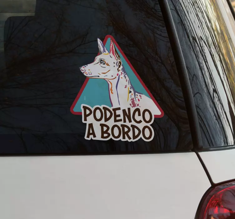 Pegatina coche perro podenco a bordo - TenVinilo