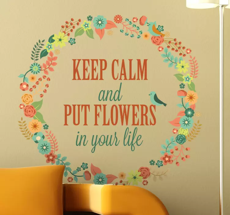 Vinilo decorativo put flowers life - TenVinilo