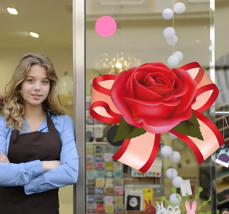 Vinilo decorativo rosa y lazo - TenVinilo