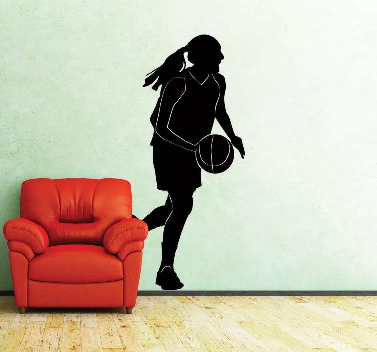 Vinilo de básquet silueta jugadora monocolor - TenVinilo