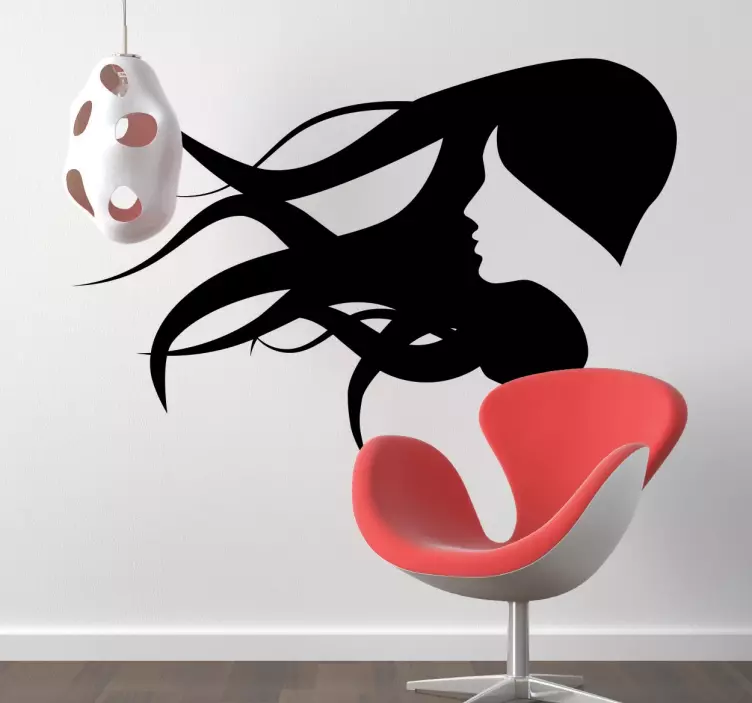 Vinilo decorativo silueta mujer al viento - TenVinilo