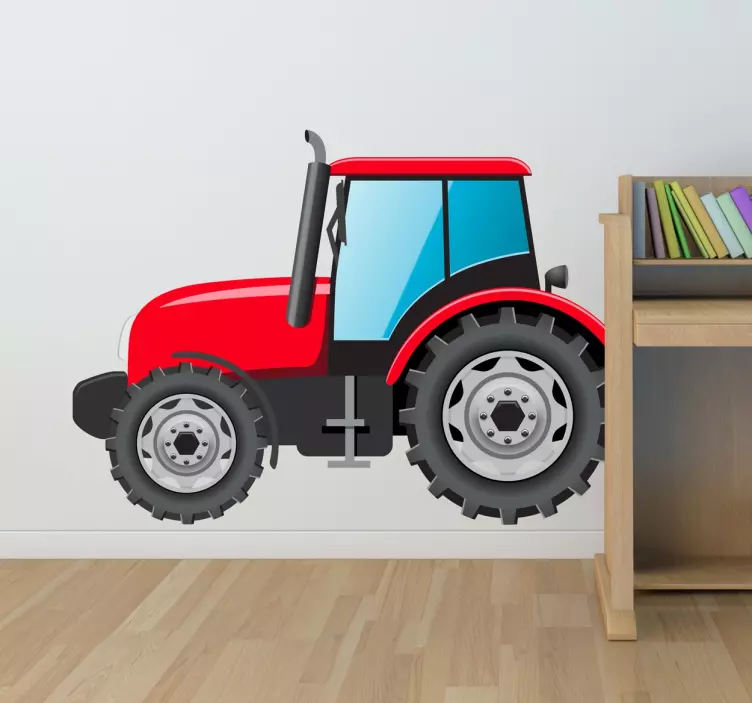 Vinilo decorativo tractor rojo - TenVinilo