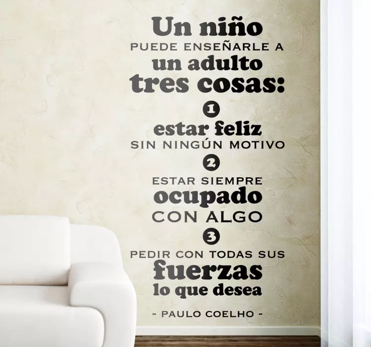 Vinilo decorativo tres cosas Coelho - TenVinilo