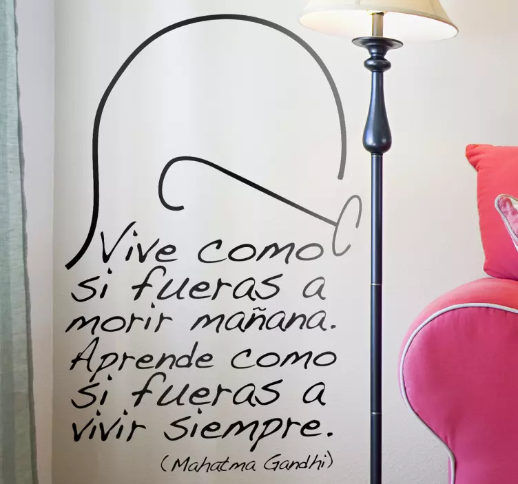 Vinilo pared frase motivadora vive aprende Gandhi - TenVinilo