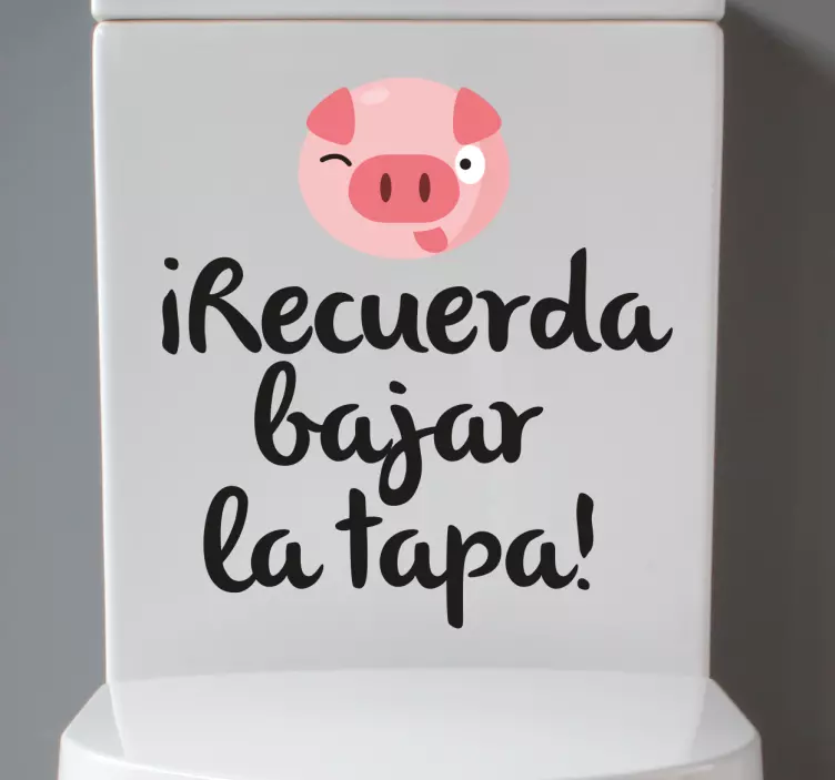 Vinilo para baños bajar la tapa cerdito - TenVinilo