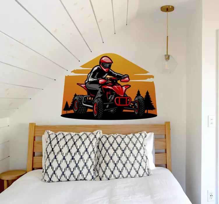 Vinilo deporte quad rojo atardecer - TenVinilo