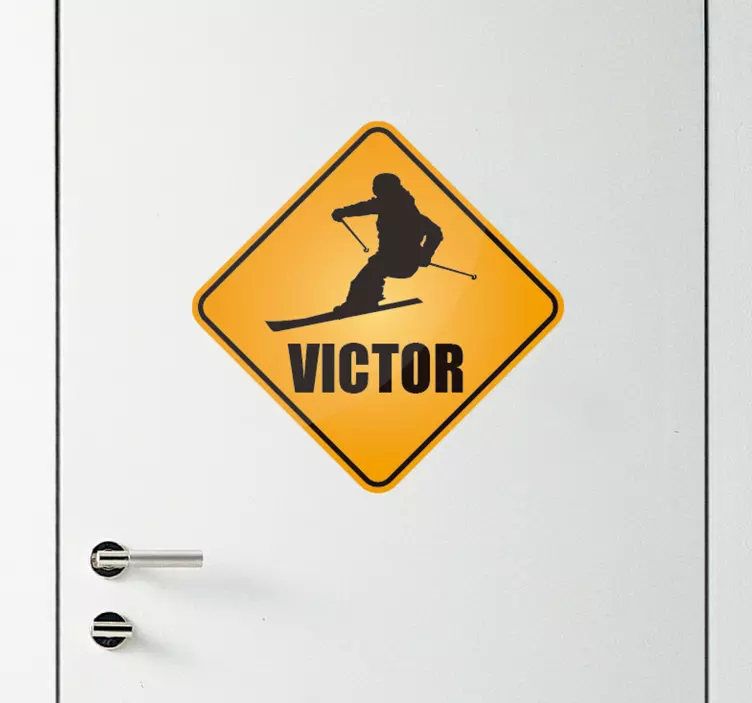 Vinilo deporte señal de ski con nombre - TenVinilo