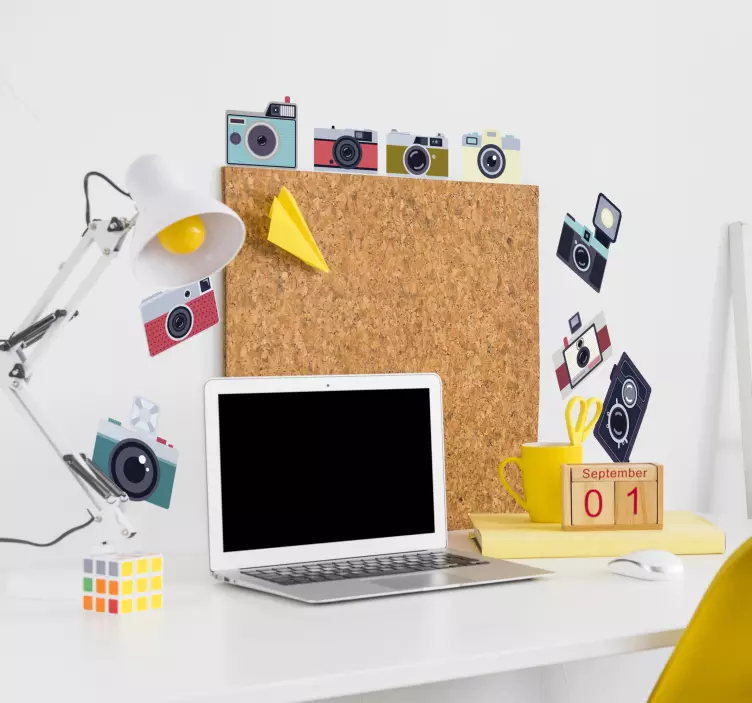 Vinilo pared dibujo cámaras - TenVinilo