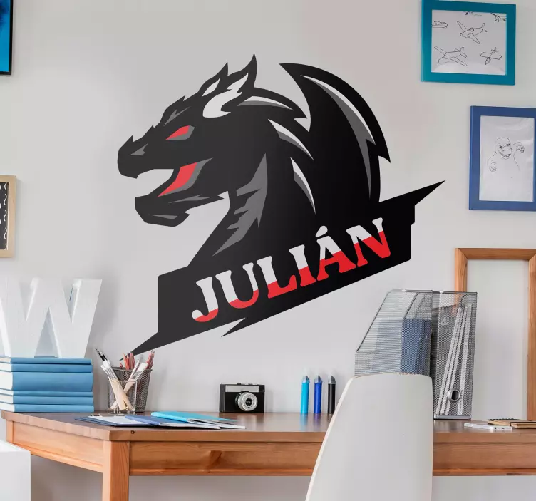 Vinilo de pared dragón con nombre - TenVinilo
