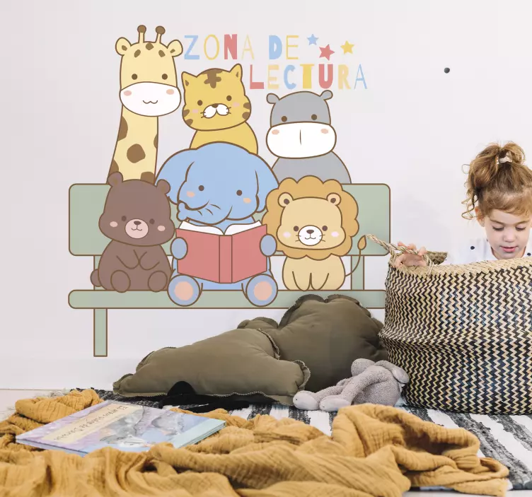 Vinilo educativo Zona de Lectura Animal - TenVinilo