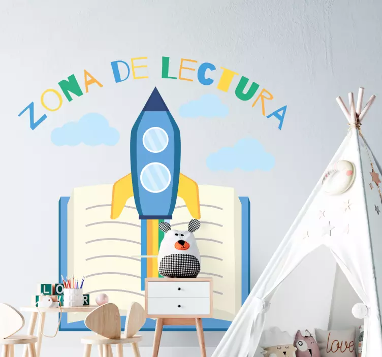Vinilo educativo Zona de Lectura Cohete - TenVinilo