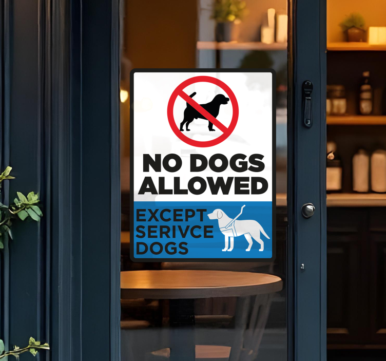 Vinilo escaparate no dogs allowed except service dogs - TenVinilo