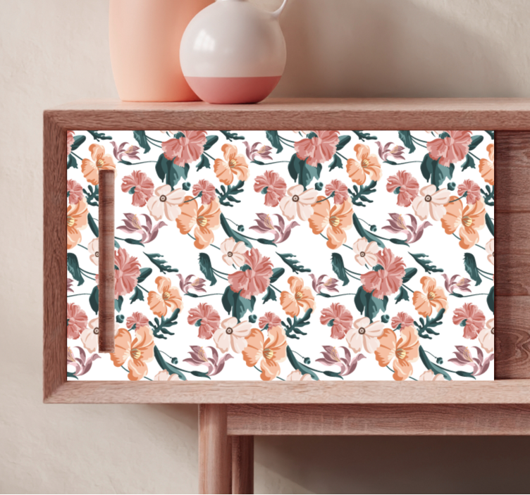 Papel para forrar muebles patrón de flores pastel - TenVinilo