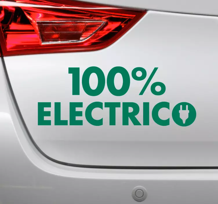 Pegatina para coche frase 100% eléctrico - TenVinilo