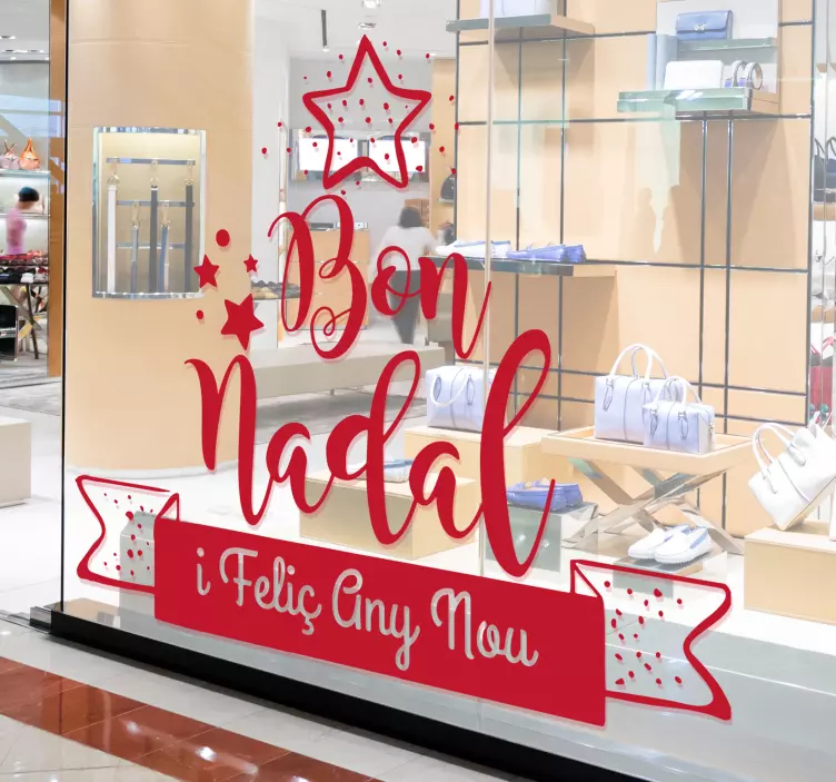 Vinilo navidad escaparate bon nadal i feliç any - TenVinilo