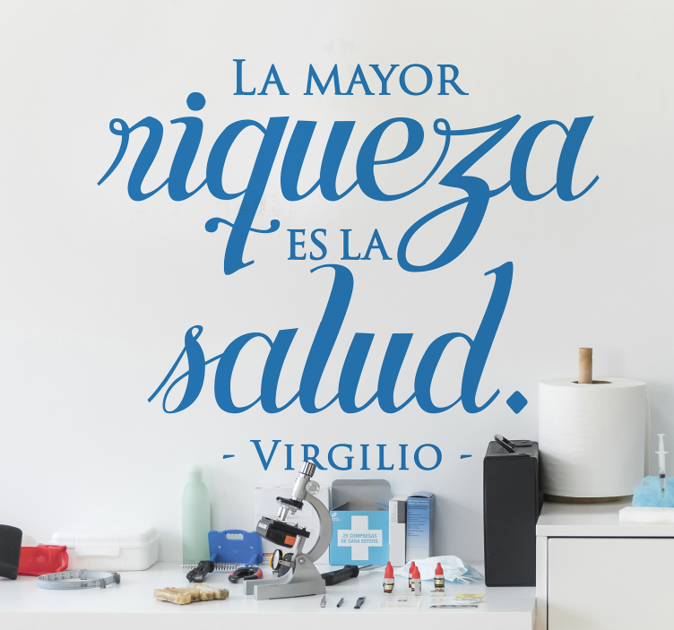 Vinilo decorativo pared frase la salud es riqueza - TenVinilo