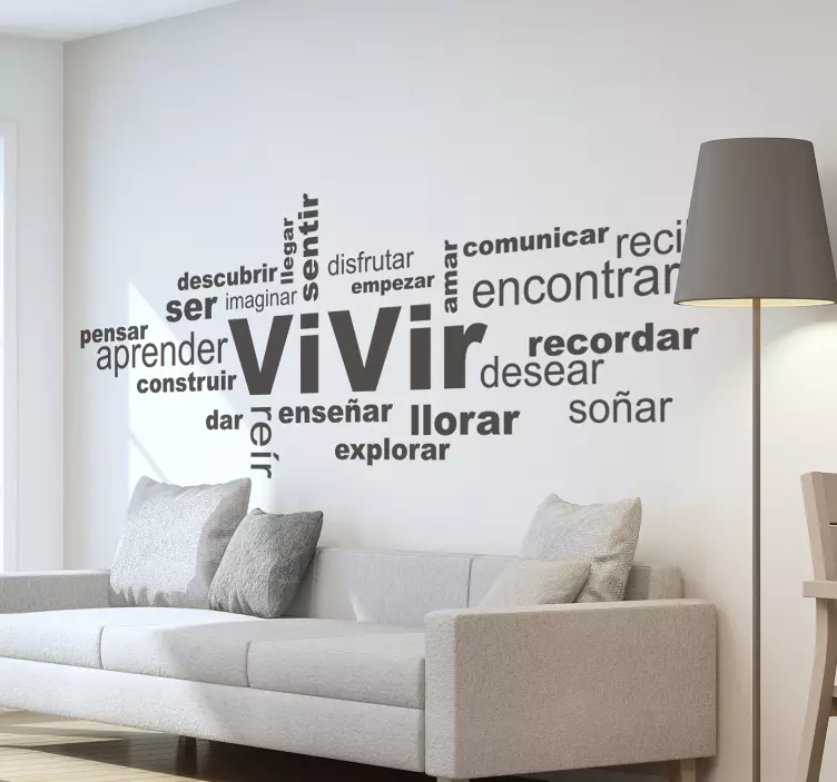 Vinilo decorativo pared salón conceptos vitales - TenVinilo