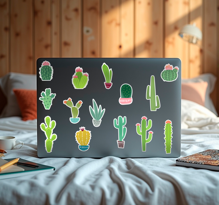 Pegatina para portátil conjunto de diseños de cactus - TenVinilo