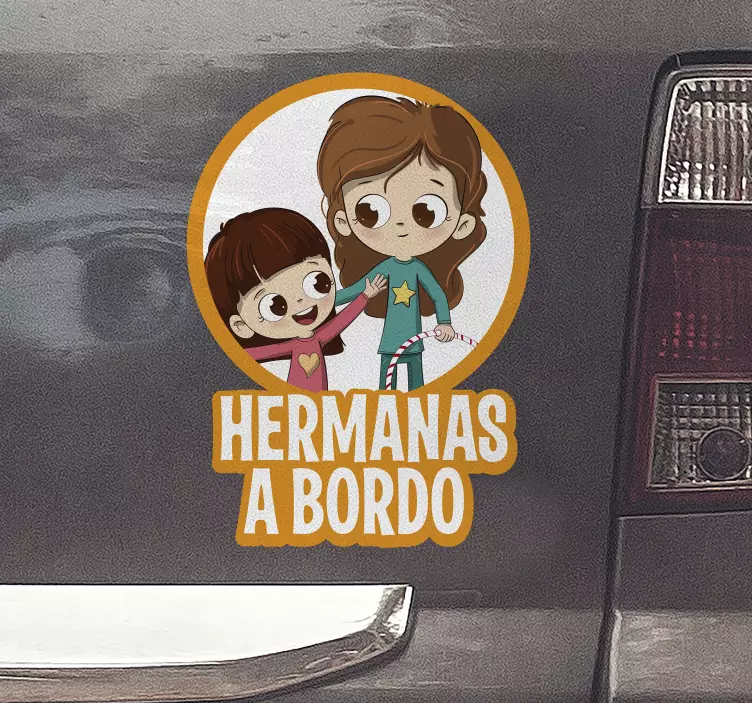 Vinilo frase hermanas a bordo personalizada - TenVinilo