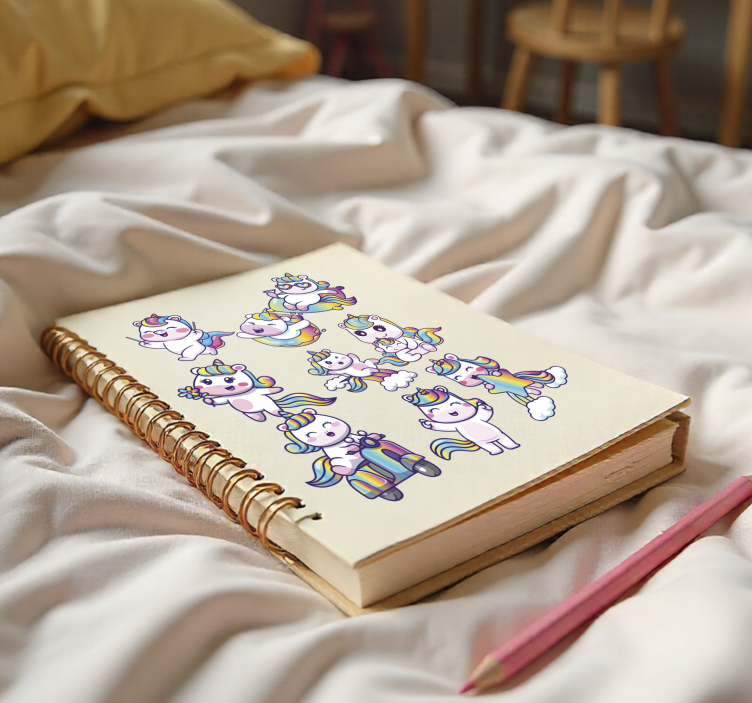 Vinilo infantil conjunto de diseño de unicornio - TenVinilo