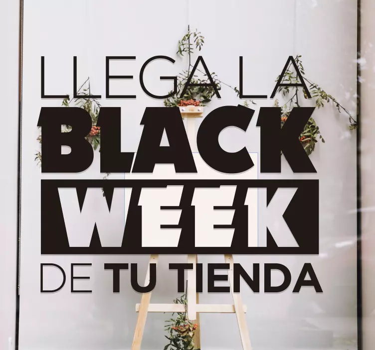 Vinilo frase llega black week para escaparte - TenVinilo