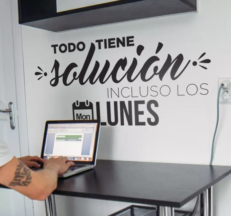 Vinilo pared frase motivadora todo tiene solución - TenVinilo