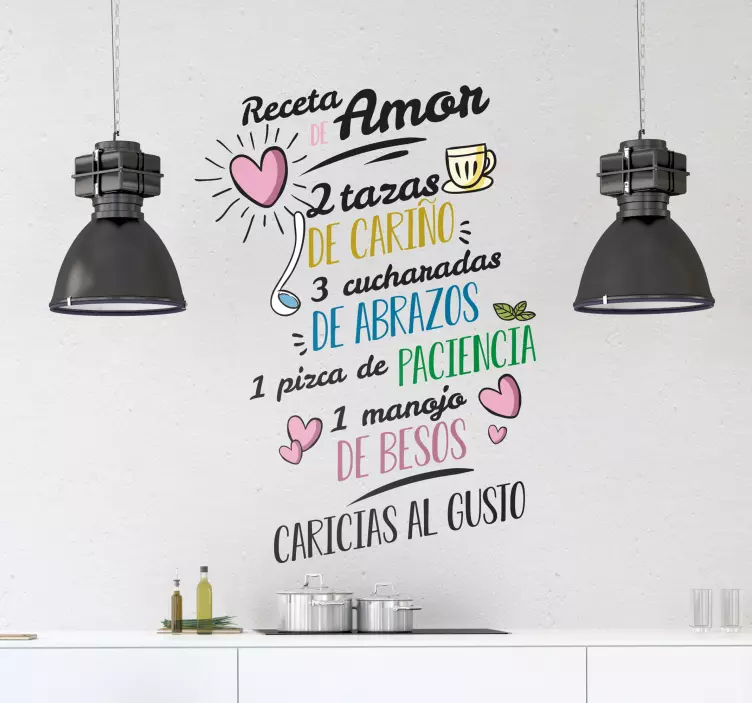 Vinilo para cocina receta del amor - TenVinilo