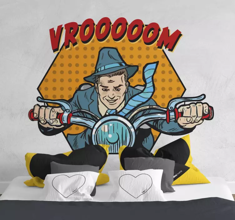 Vinilo gamer ilustración de motociclista - TenVinilo