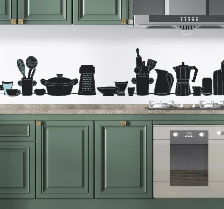 Vinilo gastronomía siluetas de utensilios de cocina - TenVinilo