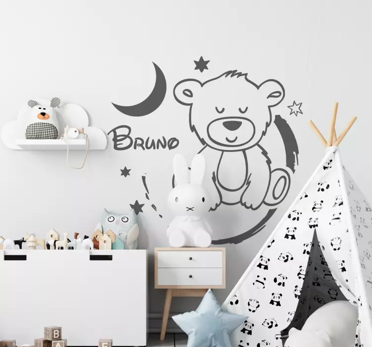 Vinilo dormitorio infantil oso con estrellas - TenVinilo
