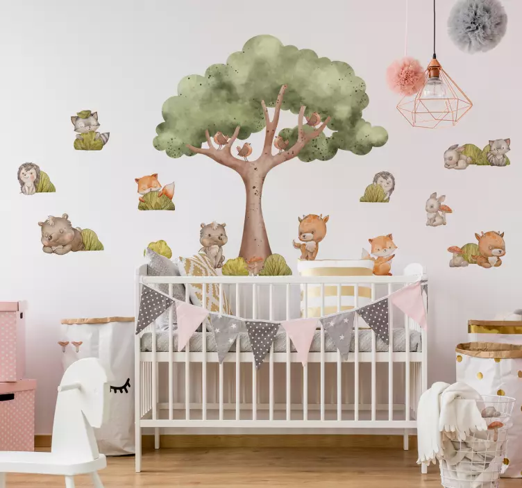 Pegatina dormitorio infantil animales bosque - TenVinilo