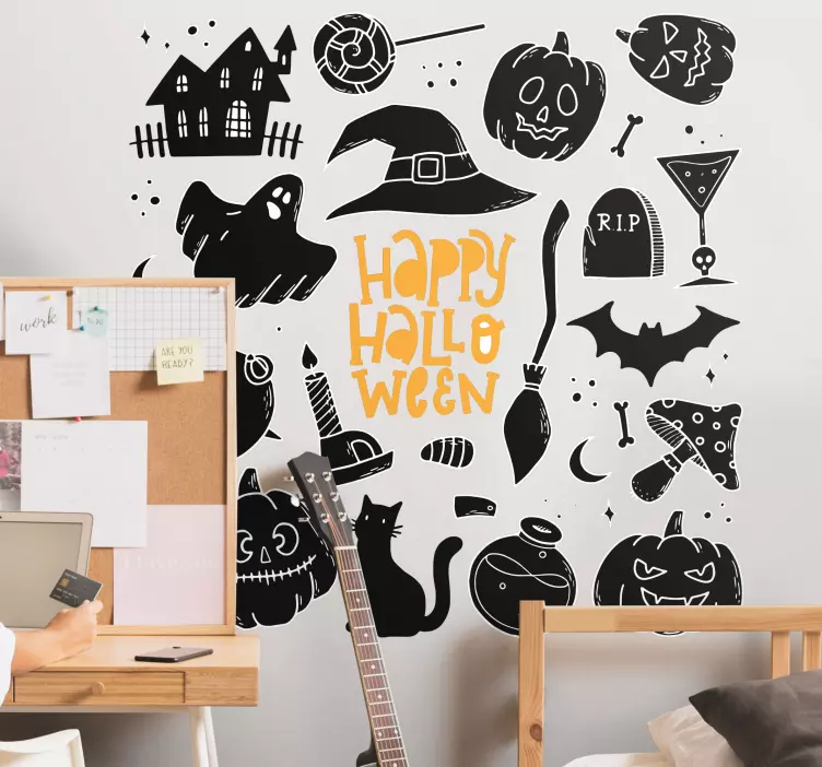 Vinilo Halloween elementos espeluznantes - TenVinilo