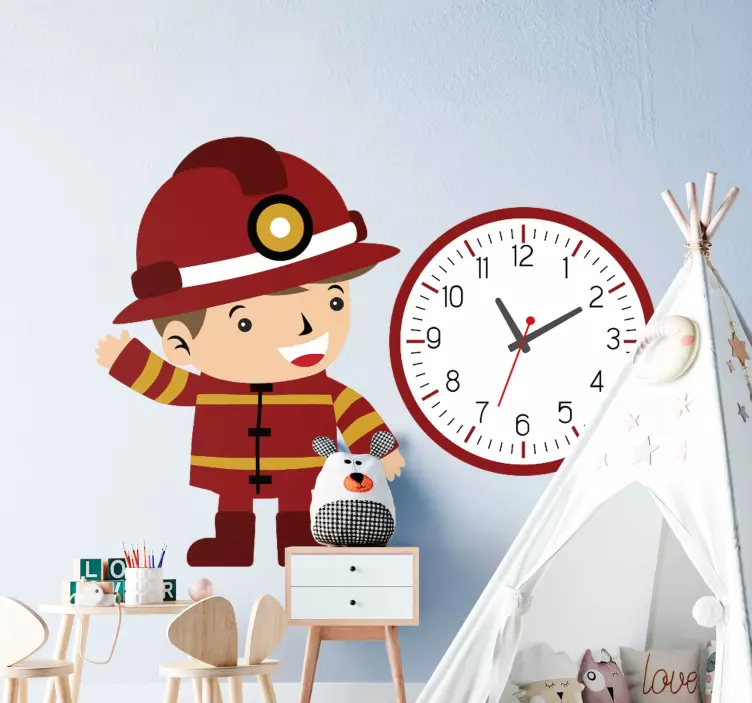 Vinilo infantil alarma para niños bomberos - TenVinilo