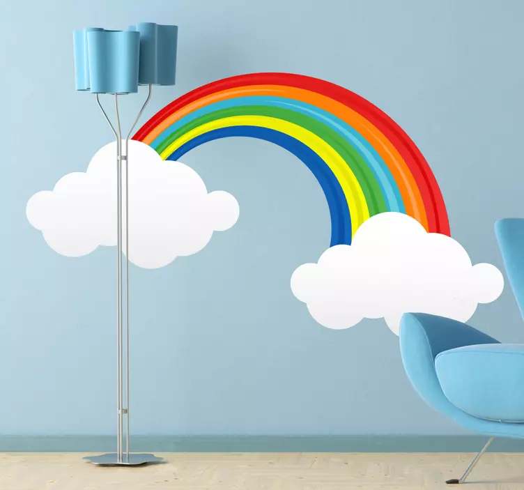 Vinilo infantil arco iris dos nubes - TenVinilo