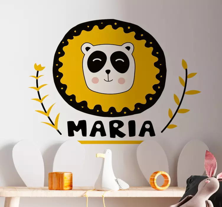 Vinilo infantil arte de panda personalizable - TenVinilo